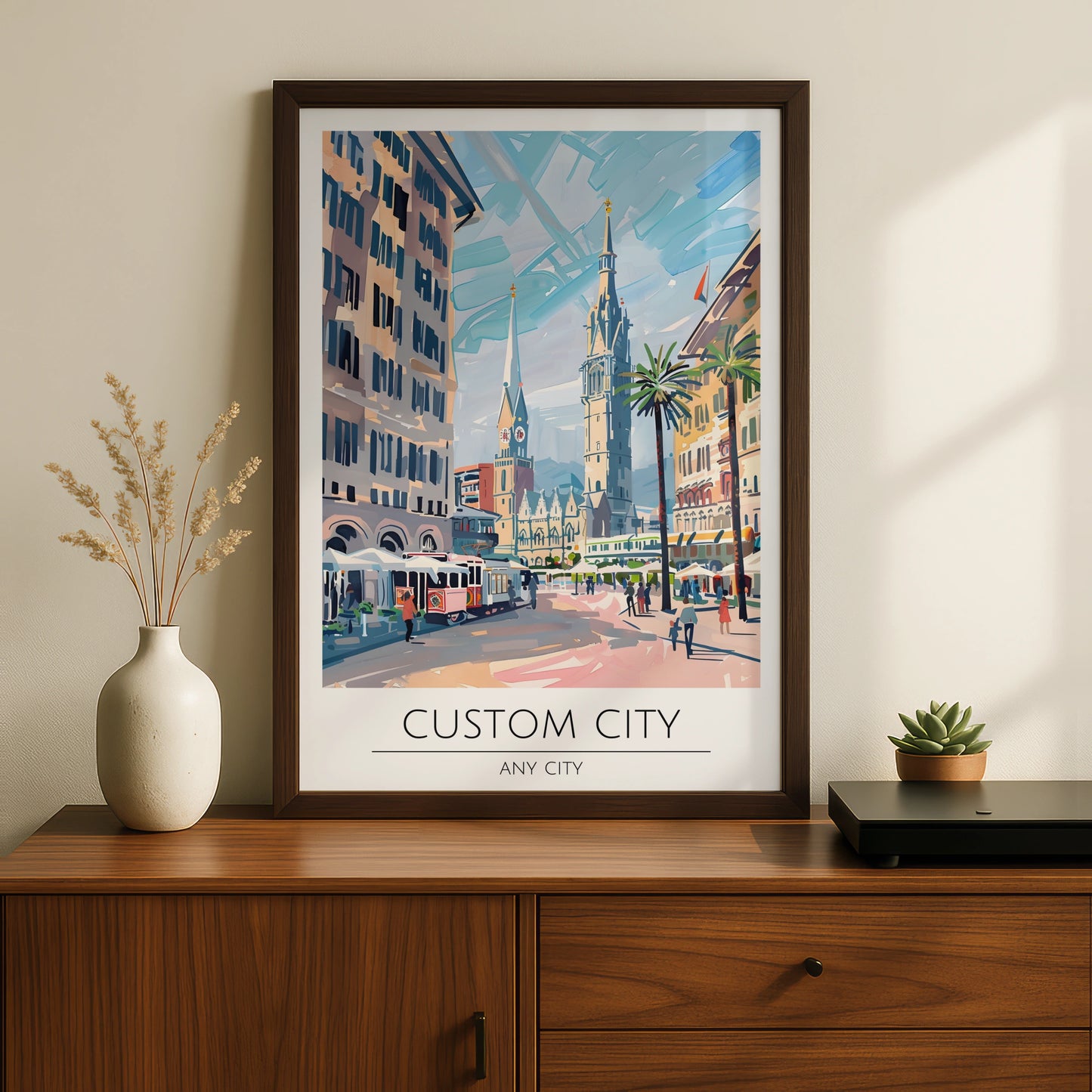 Custom City Poster, Vibrant Cityscape Art, Personalised Urban Wall Art, Contemporary Decor