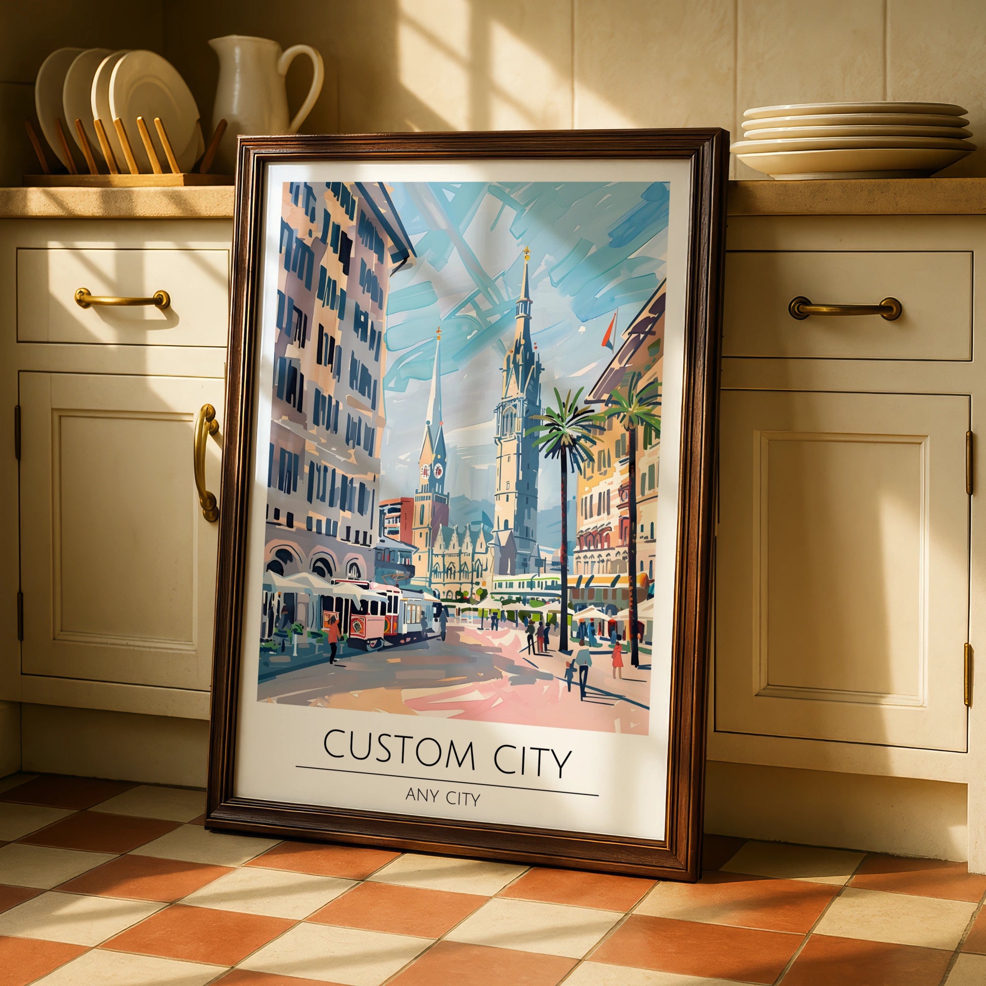 Custom City Poster, Vibrant Cityscape Art, Personalised Urban Wall Art, Contemporary Decor