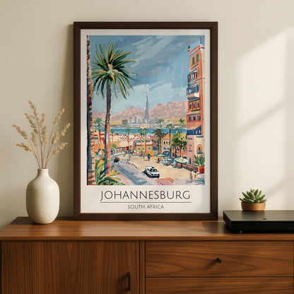 Johannesburg Art Print, South Africa Poster, Palm Tree Landscape, Travel Wall Art, Maximalist Decor