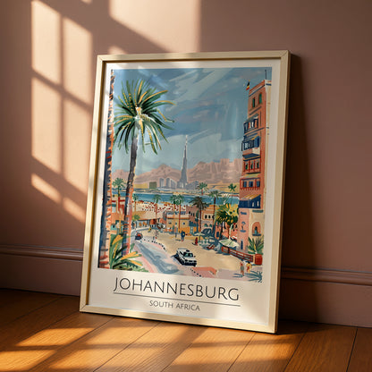 Johannesburg Art Print, South Africa Poster, Palm Tree Landscape, Travel Wall Art, Maximalist Decor