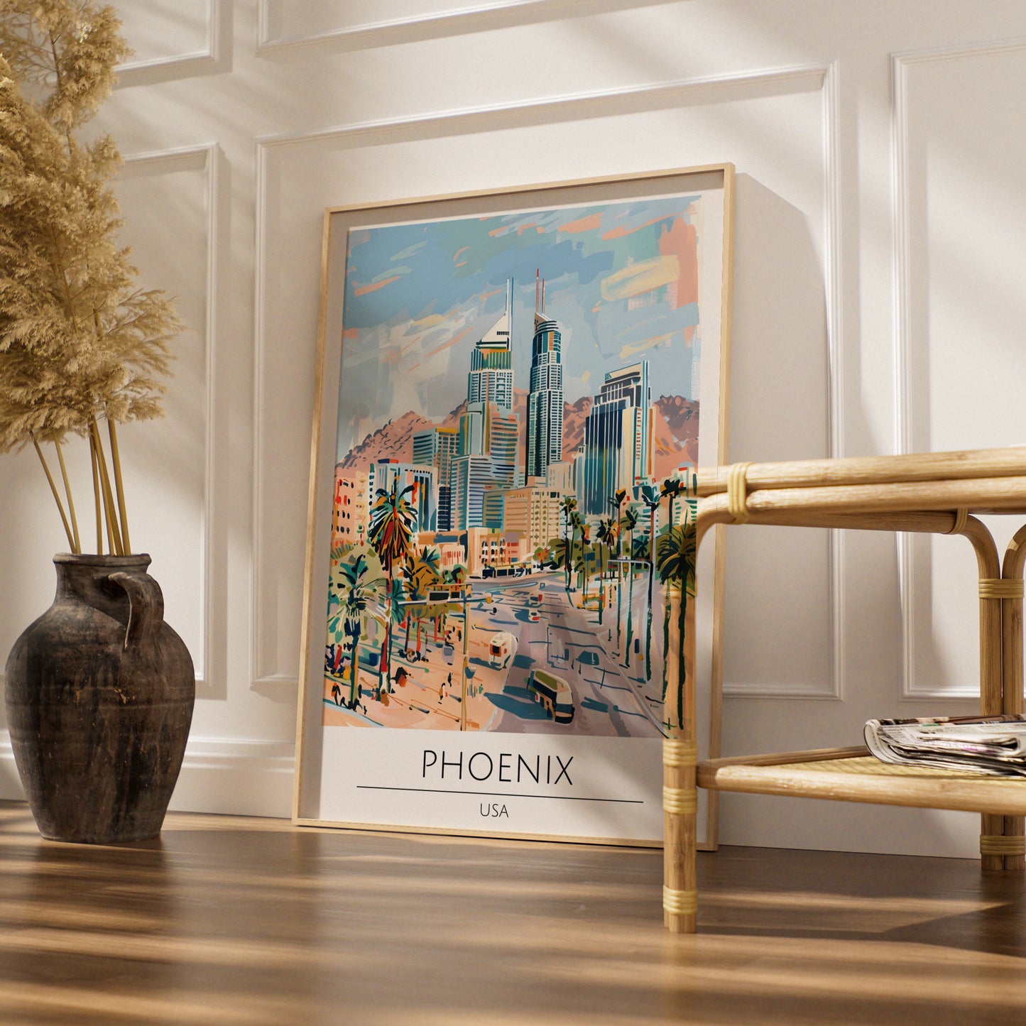 Phoenix Cityscape Poster, USA Wall Art, Maximalist Urban Decor, Colourful Art Print, Modern Home