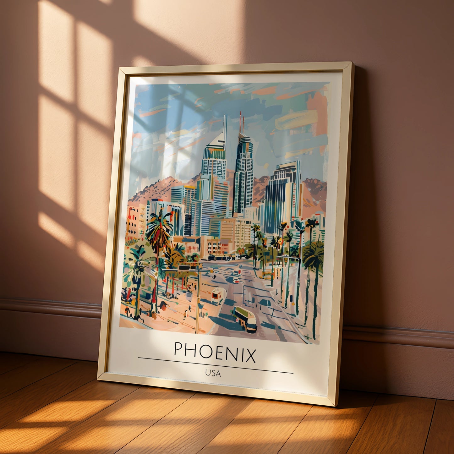 Phoenix Cityscape Poster, USA Wall Art, Maximalist Urban Decor, Colourful Art Print, Modern Home