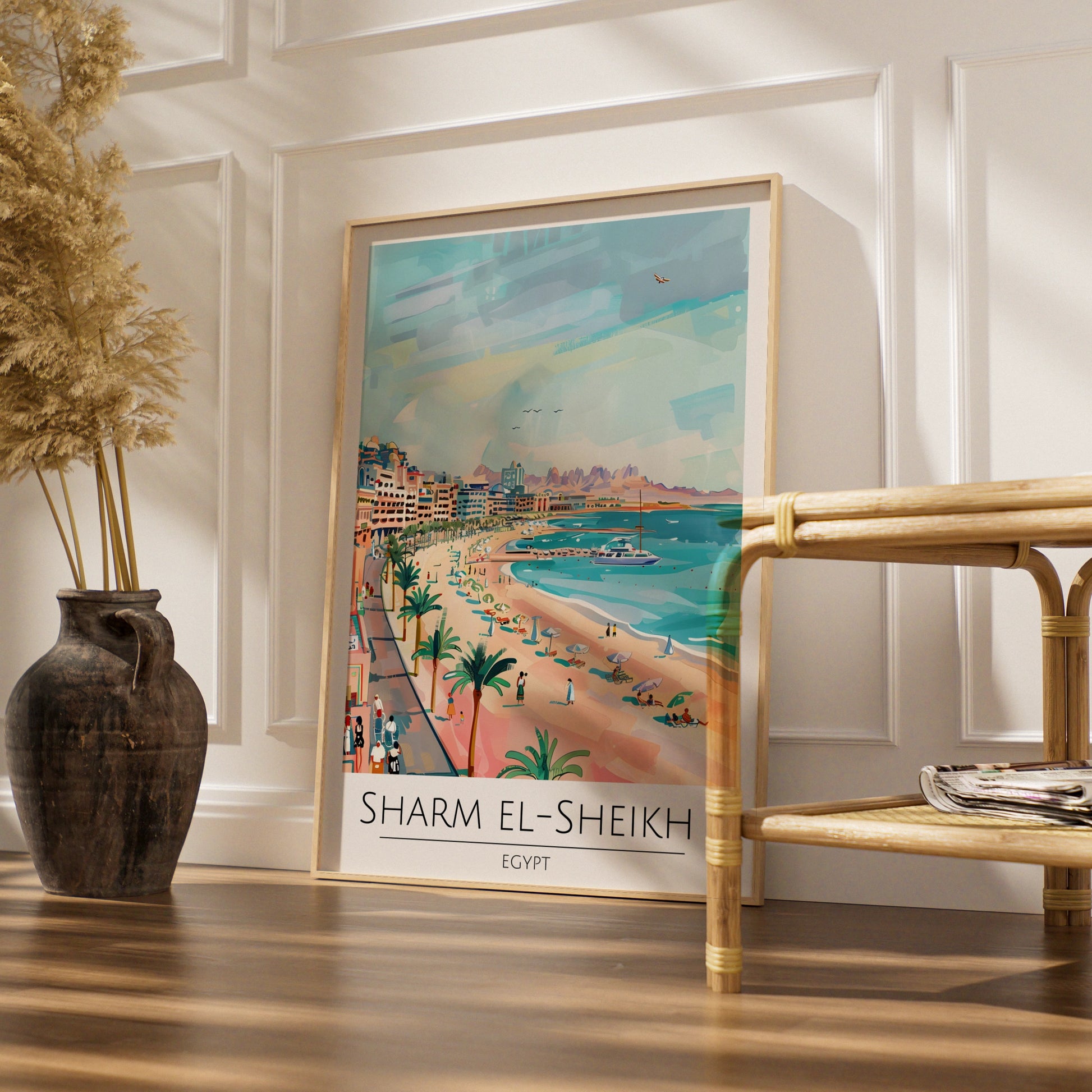 Sharm El-Sheikh Art Print, Coastal Scene Poster, Egypt Beach Decor, Colourful Wall Art, Tropical