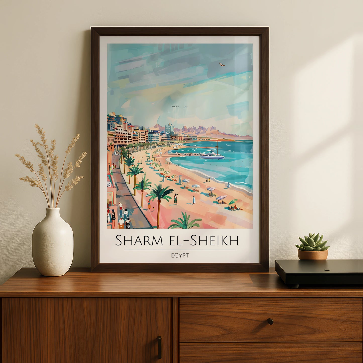 Sharm El-Sheikh Art Print, Coastal Scene Poster, Egypt Beach Decor, Colourful Wall Art, Tropical