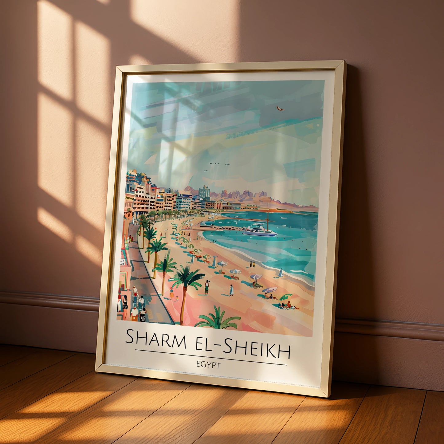 Sharm El-Sheikh Art Print, Coastal Scene Poster, Egypt Beach Decor, Colourful Wall Art, Tropical