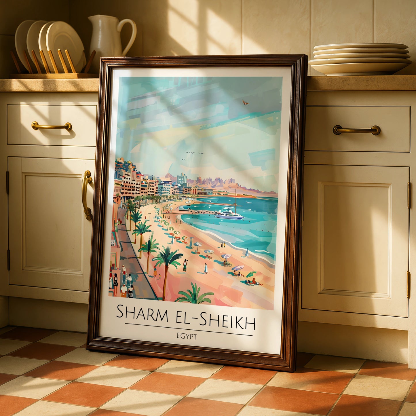 Sharm El-Sheikh Art Print, Coastal Scene Poster, Egypt Beach Decor, Colourful Wall Art, Tropical