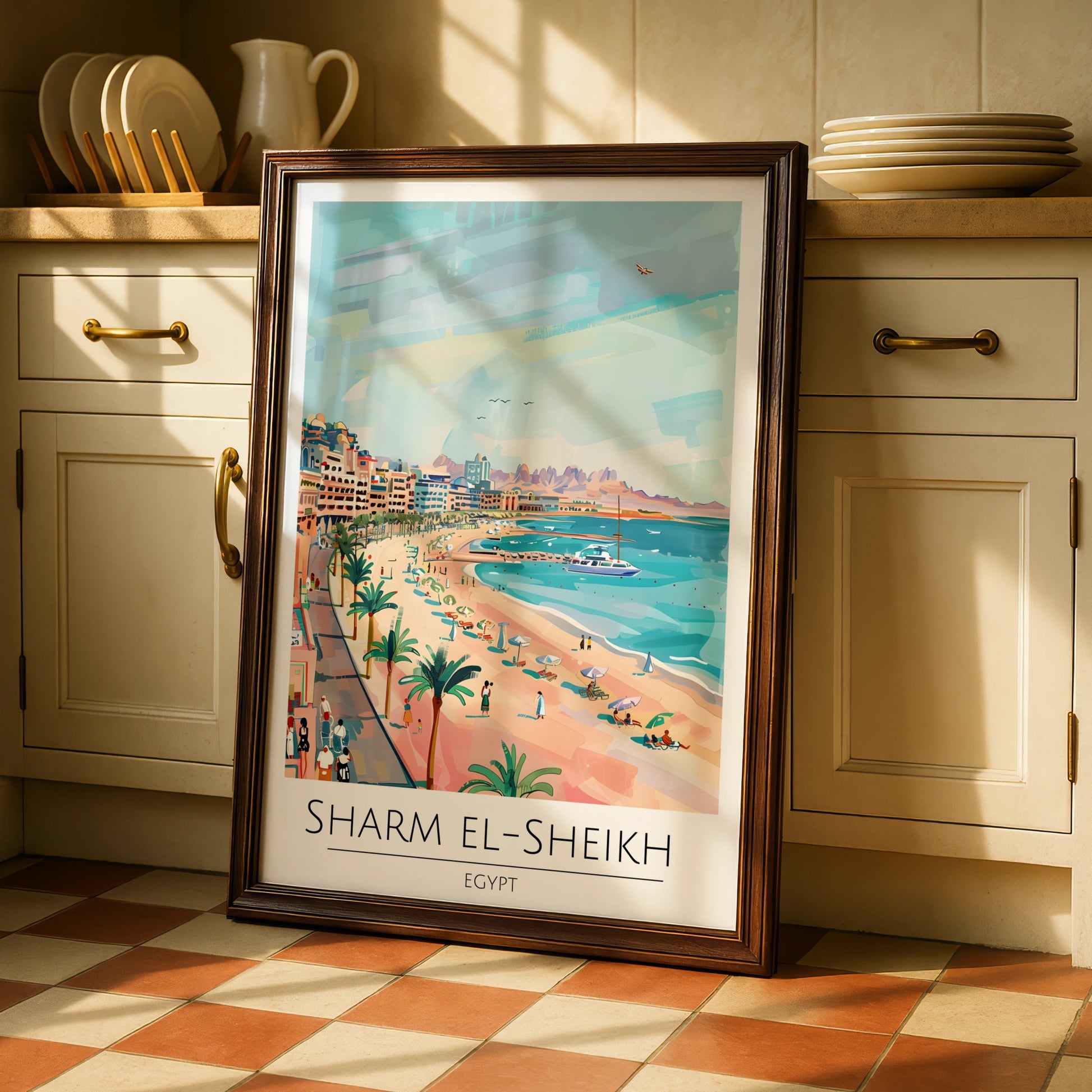 Sharm El-Sheikh Art Print, Coastal Scene Poster, Egypt Beach Decor, Colourful Wall Art, Tropical