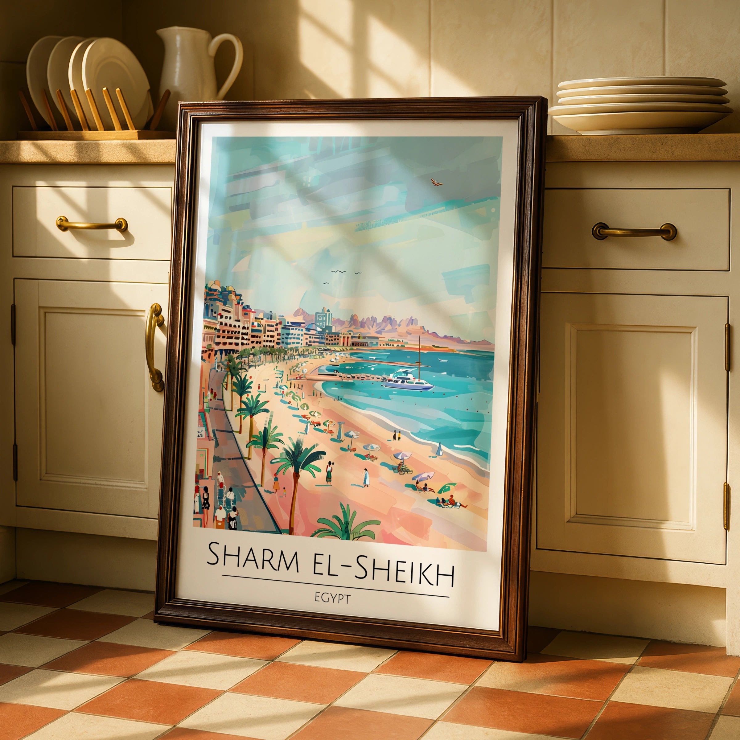 Sharm El-Sheikh Art Print, Coastal Scene Poster, Egypt Beach Decor, Colourful Wall Art, Tropical