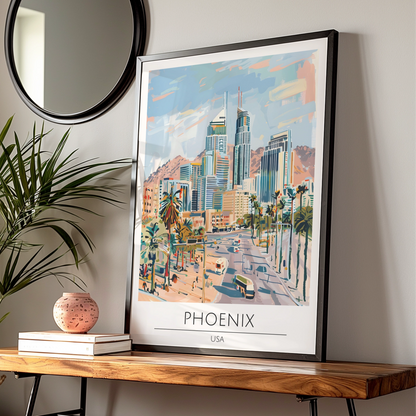Phoenix Cityscape Poster, USA Wall Art, Maximalist Urban Decor, Colourful Art Print, Modern Home
