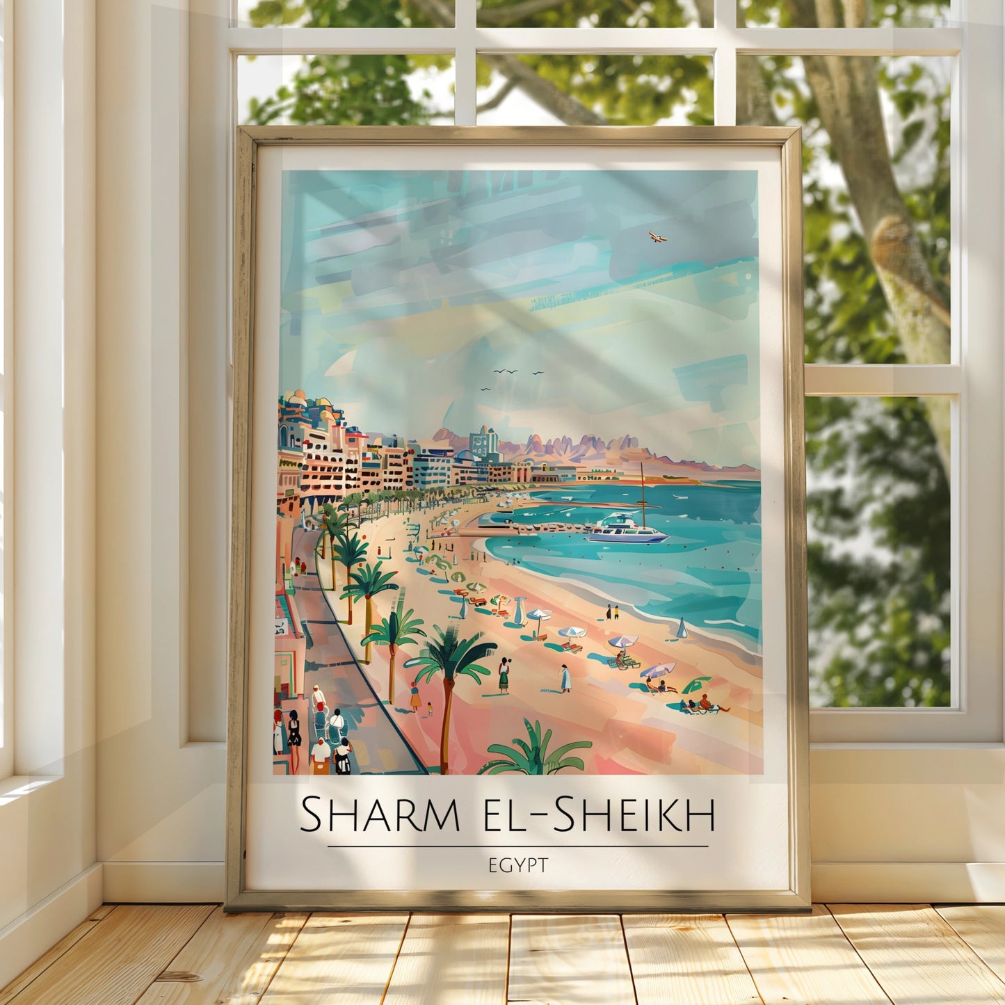Sharm El-Sheikh Art Print, Coastal Scene Poster, Egypt Beach Decor, Colourful Wall Art, Tropical