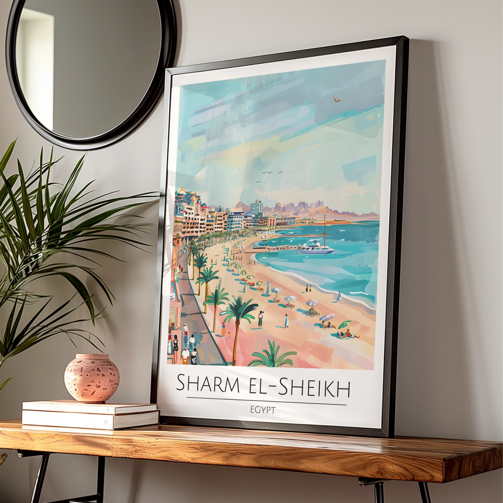 Sharm El-Sheikh Art Print, Coastal Scene Poster, Egypt Beach Decor, Colourful Wall Art, Tropical