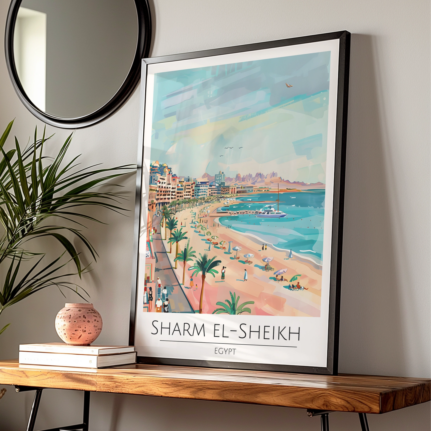 Sharm El-Sheikh Art Print, Coastal Scene Poster, Egypt Beach Decor, Colourful Wall Art, Tropical