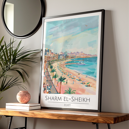 Sharm El-Sheikh Art Print, Coastal Scene Poster, Egypt Beach Decor, Colourful Wall Art, Tropical