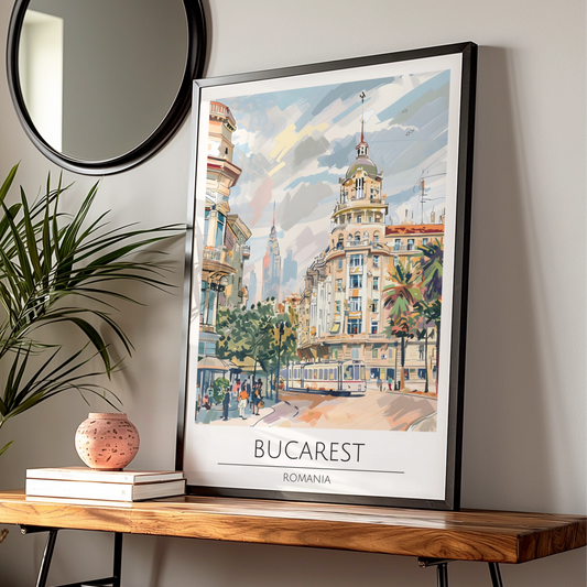 Bucarest City Art Print, Romania Poster, Vintage Travel Decor, Urban Landscape, Wall Art