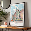Riga Latvia Poster, Colourful Cityscape Art, Maximalist Wall Decor, Travel Art, European