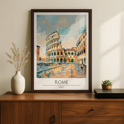 Rome Art Print, Maximalist Poster, Colosseum Artwork, Italian Cityscape, Travel Wall Art, Vibrant