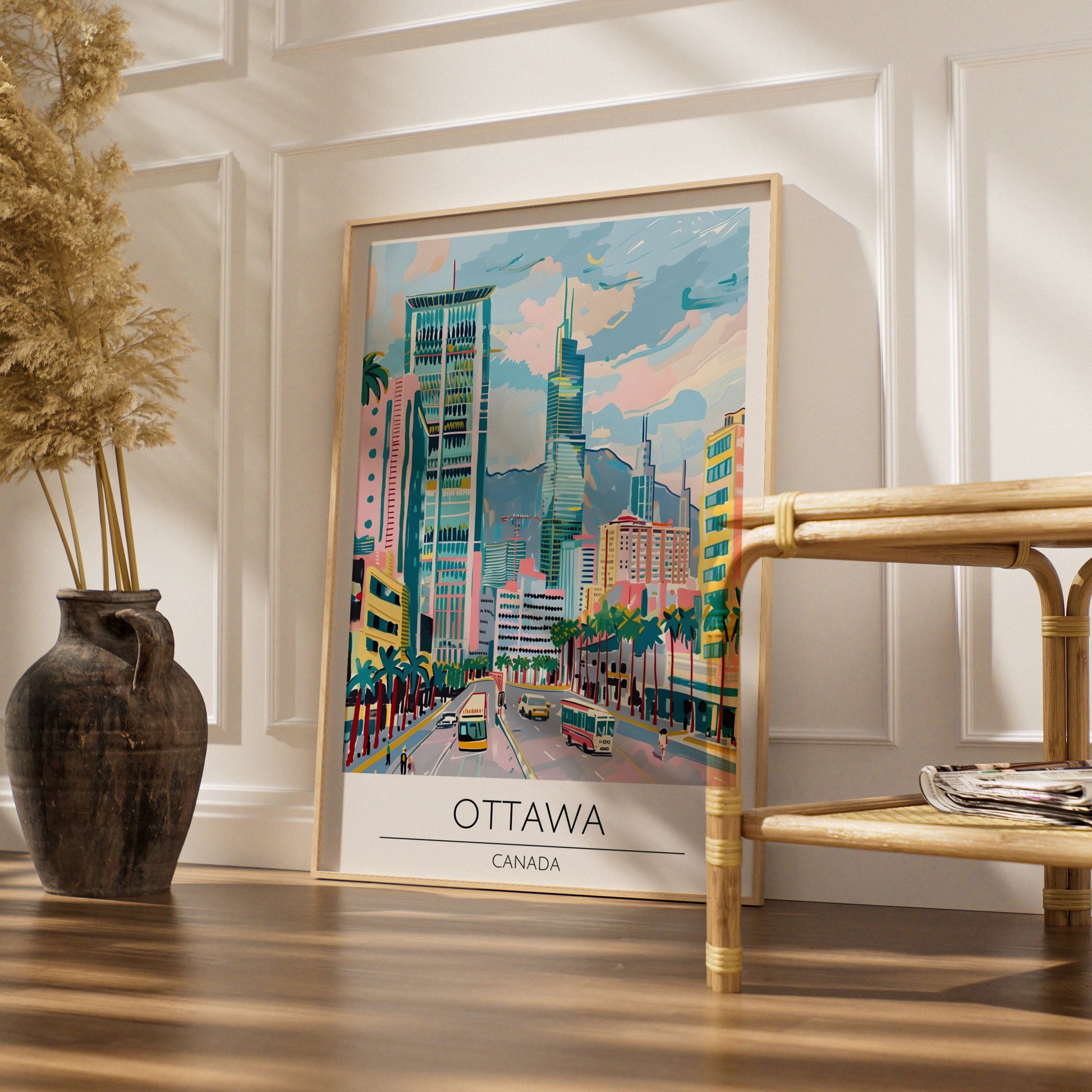 Ottawa Cityscape Art Print, Modern Maximalist Poster, Colourful Urban Landscape, Canadian Wall Art