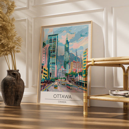 Ottawa Cityscape Art Print, Modern Maximalist Poster, Colourful Urban Landscape, Canadian Wall Art