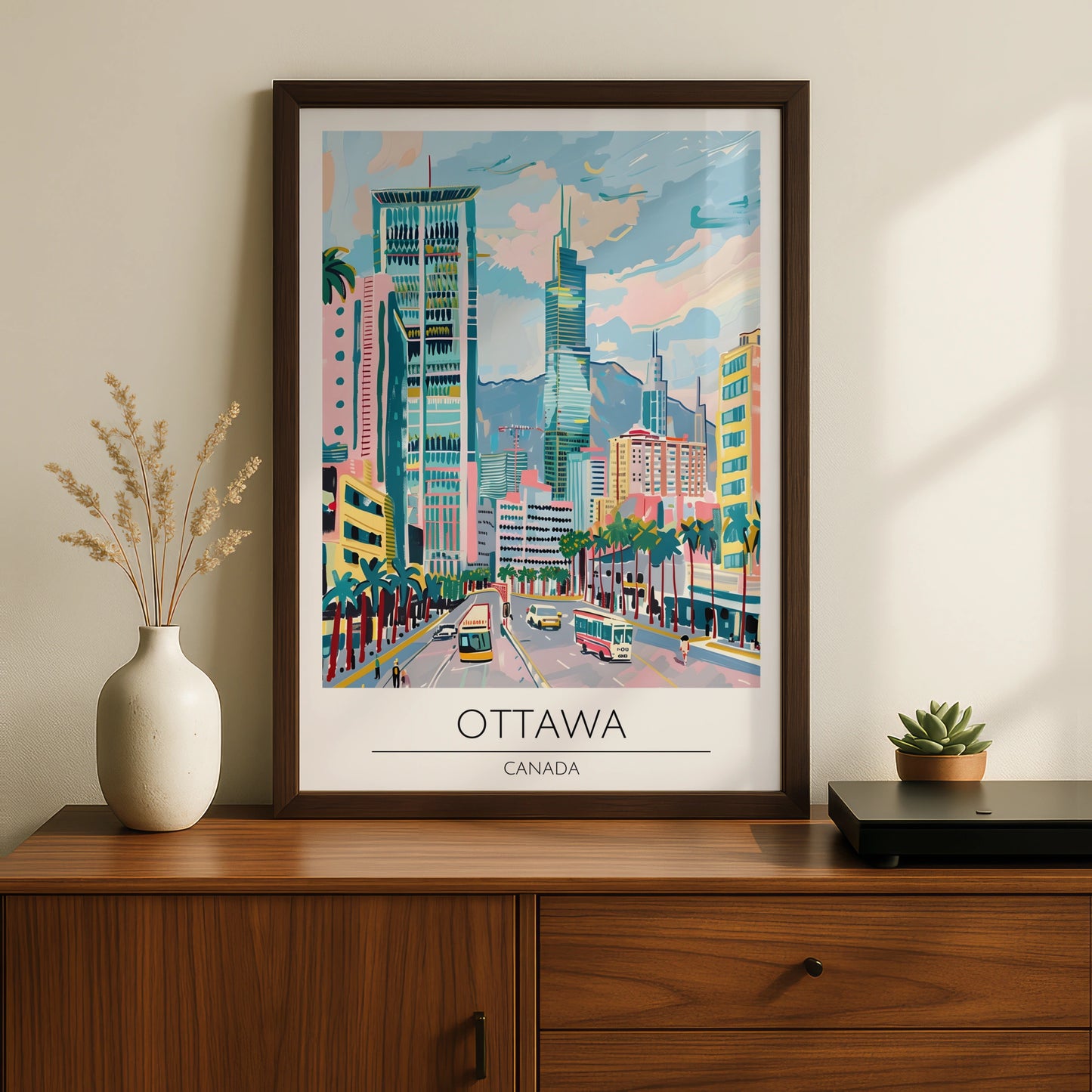 Ottawa Cityscape Art Print, Modern Maximalist Poster, Colourful Urban Landscape, Canadian Wall Art
