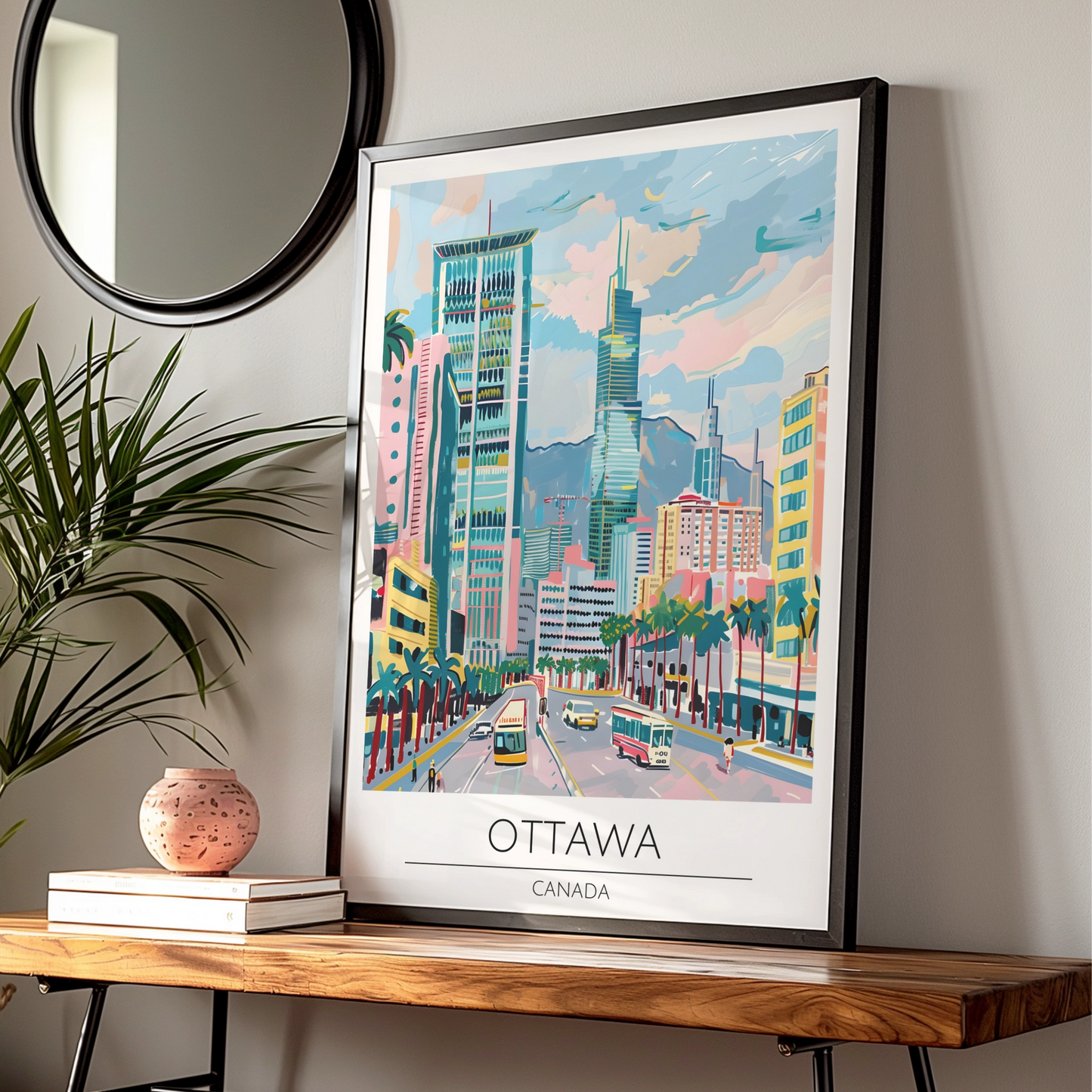 Ottawa Cityscape Art Print, Modern Maximalist Poster, Colourful Urban Landscape, Canadian Wall Art