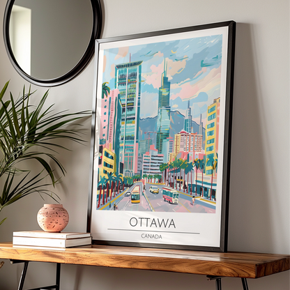 Ottawa Cityscape Art Print, Modern Maximalist Poster, Colourful Urban Landscape, Canadian Wall Art