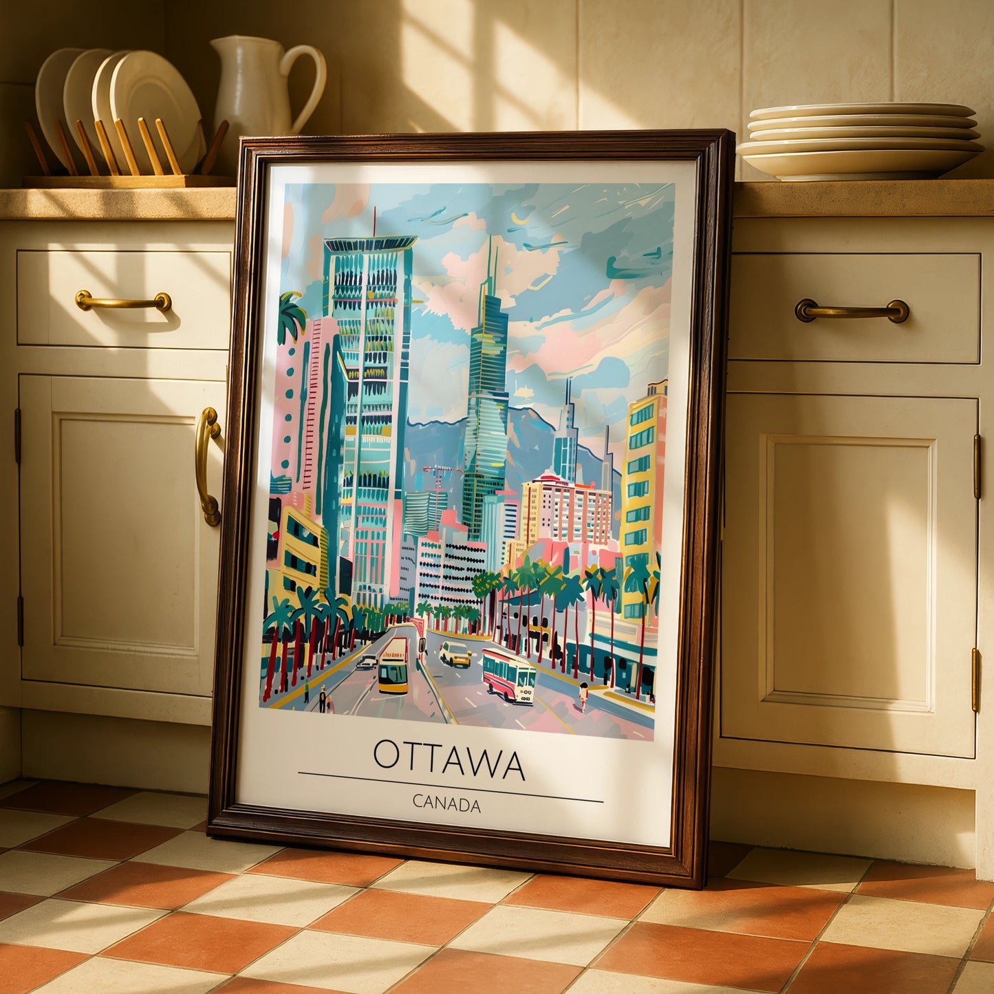 Ottawa Cityscape Art Print, Modern Maximalist Poster, Colourful Urban Landscape, Canadian Wall Art