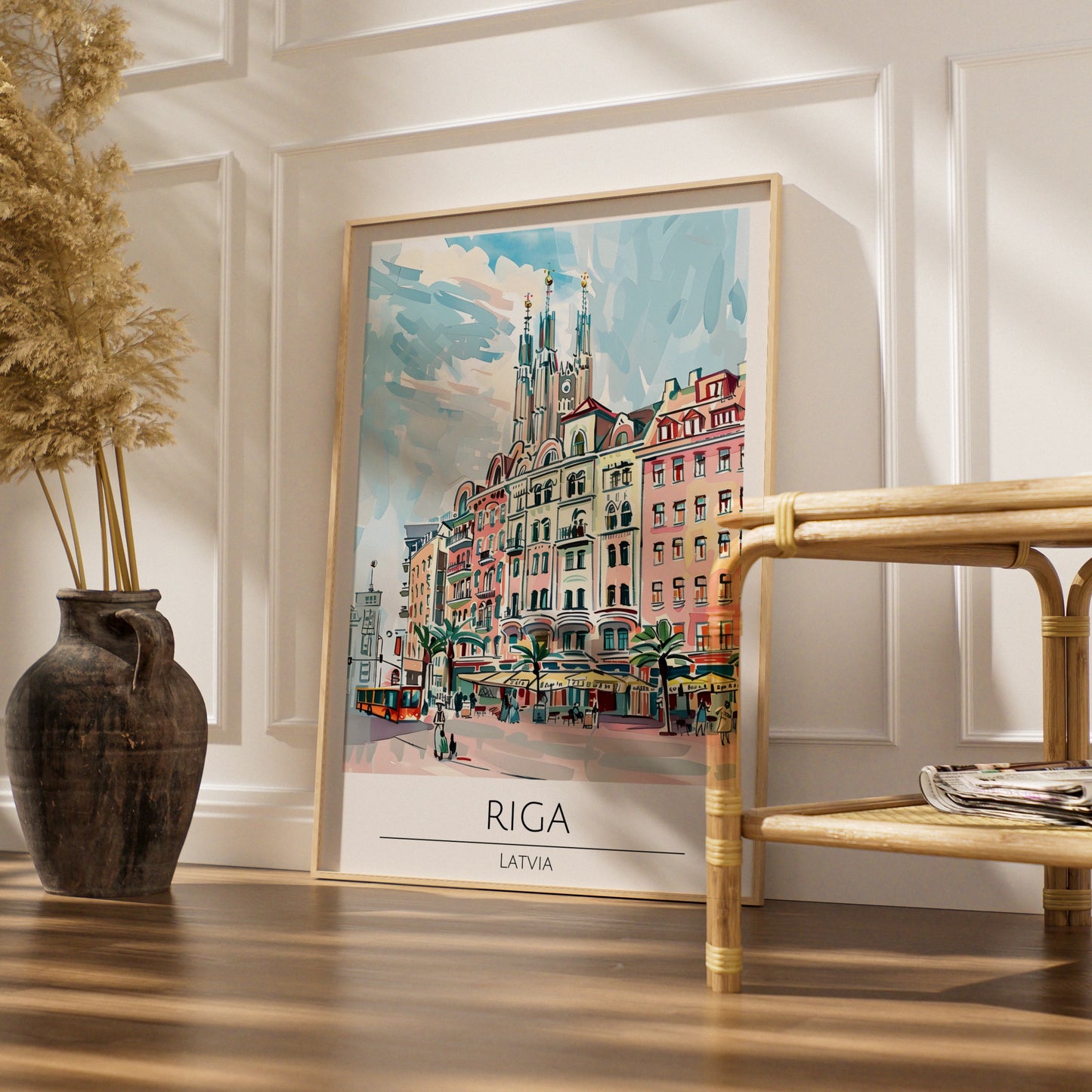 Riga Latvia Poster, Colourful Cityscape Art, Maximalist Wall Decor, Travel Art, European