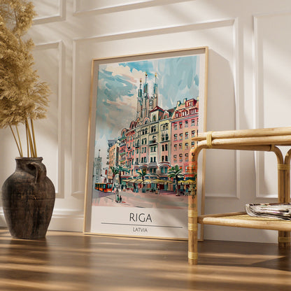 Riga Latvia Poster, Colourful Cityscape Art, Maximalist Wall Decor, Travel Art, European