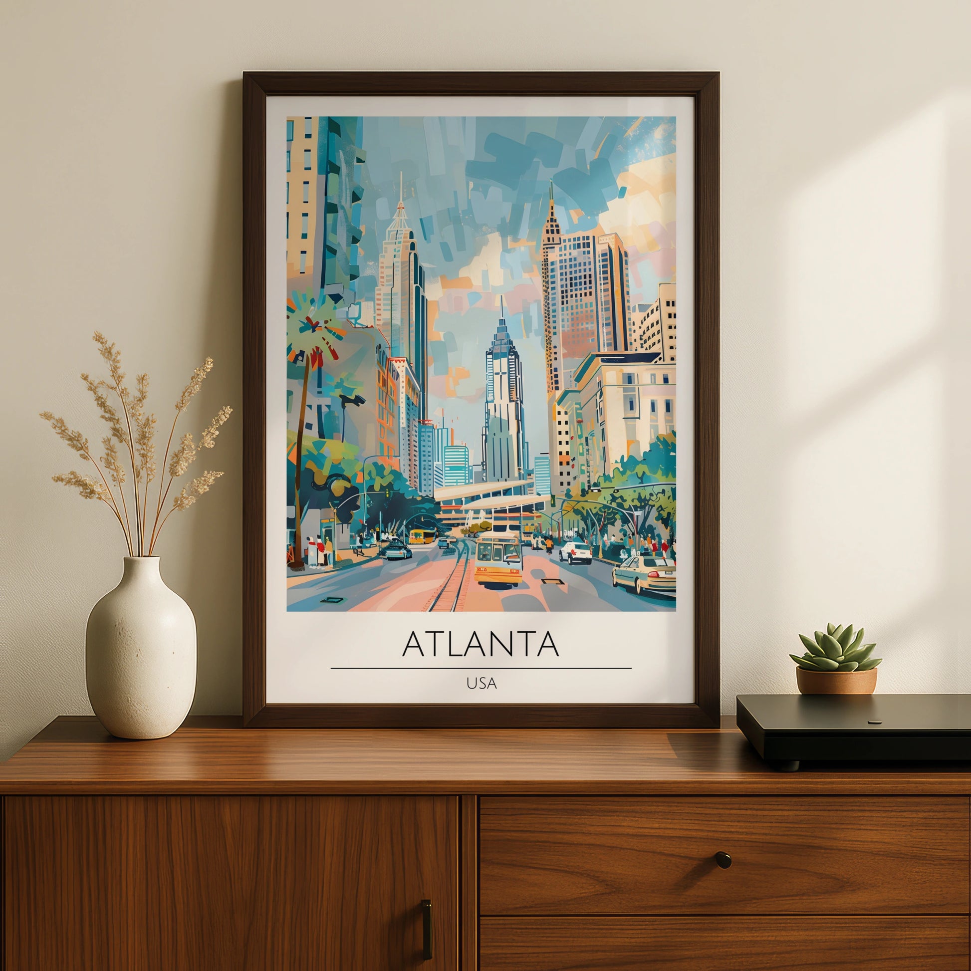 Vibrant Atlanta Cityscape Poster, Colourful Urban Art Print, Modern Wall Decor, USA Artwork