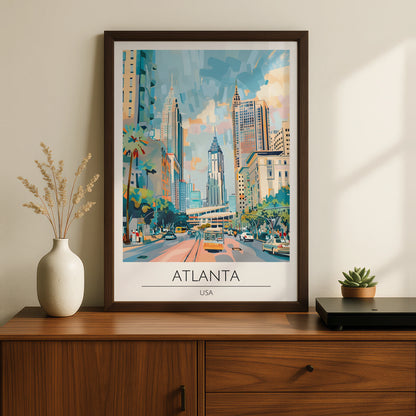 Vibrant Atlanta Cityscape Poster, Colourful Urban Art Print, Modern Wall Decor, USA Artwork