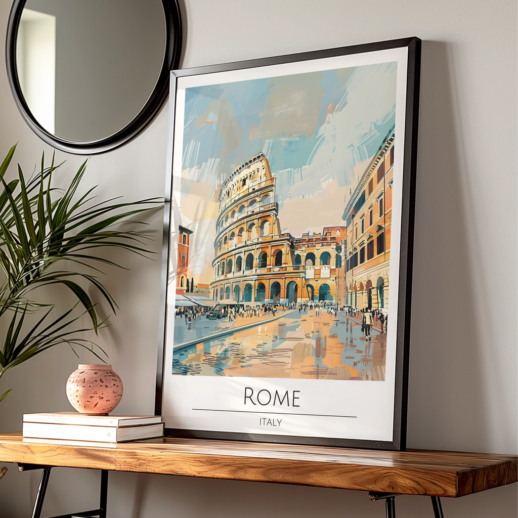 Rome Art Print, Maximalist Poster, Colosseum Artwork, Italian Cityscape, Travel Wall Art, Vibrant