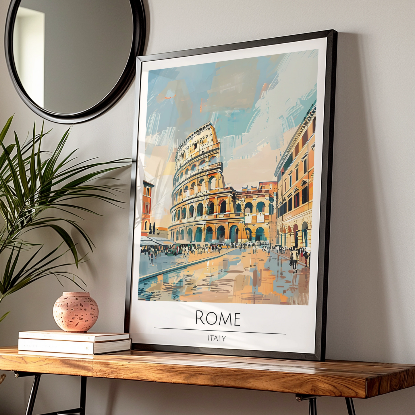 Rome Art Print, Maximalist Poster, Colosseum Artwork, Italian Cityscape, Travel Wall Art, Vibrant