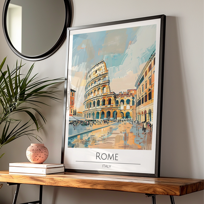 Rome Art Print, Maximalist Poster, Colosseum Artwork, Italian Cityscape, Travel Wall Art, Vibrant