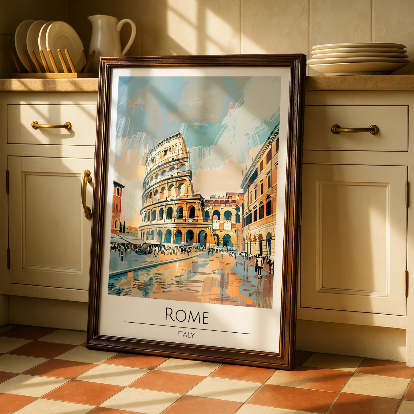Rome Art Print, Maximalist Poster, Colosseum Artwork, Italian Cityscape, Travel Wall Art, Vibrant