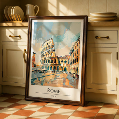 Rome Art Print, Maximalist Poster, Colosseum Artwork, Italian Cityscape, Travel Wall Art, Vibrant