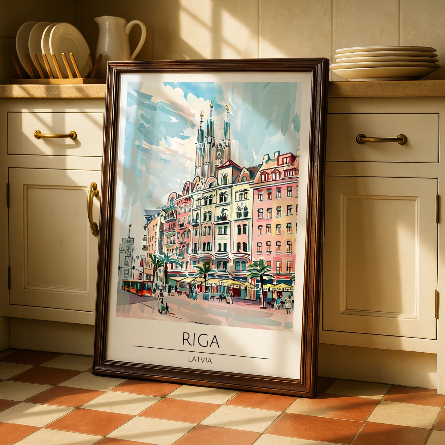 Riga Latvia Poster, Colourful Cityscape Art, Maximalist Wall Decor, Travel Art, European