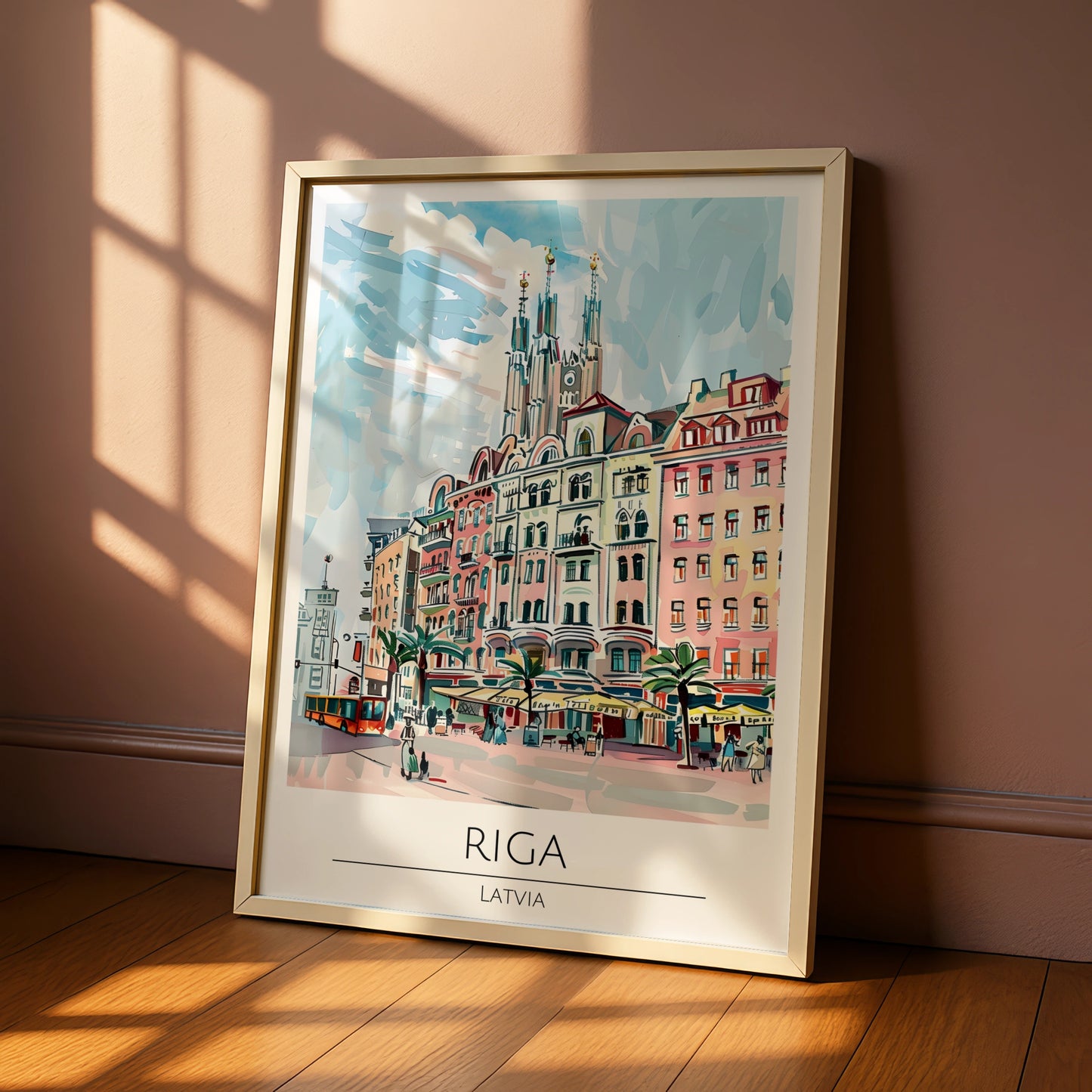 Riga Latvia Poster, Colourful Cityscape Art, Maximalist Wall Decor, Travel Art, European