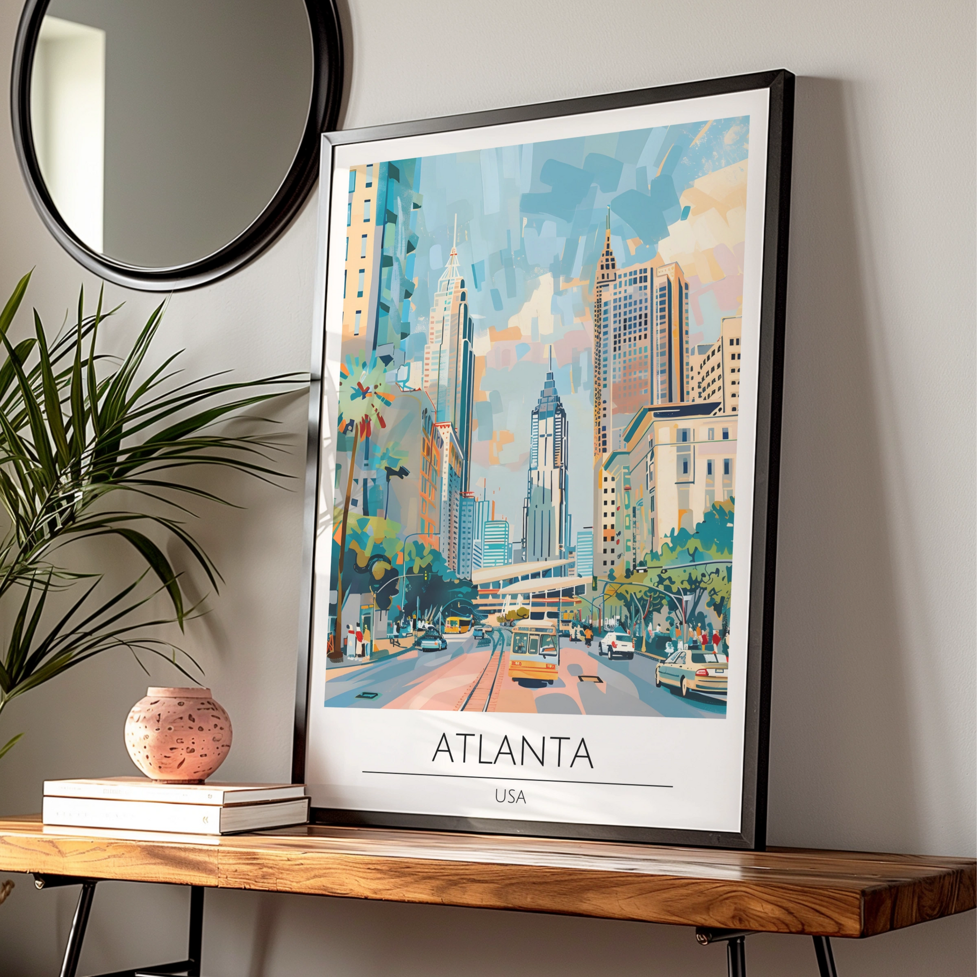 Vibrant Atlanta Cityscape Poster, Colourful Urban Art Print, Modern Wall Decor, USA Artwork