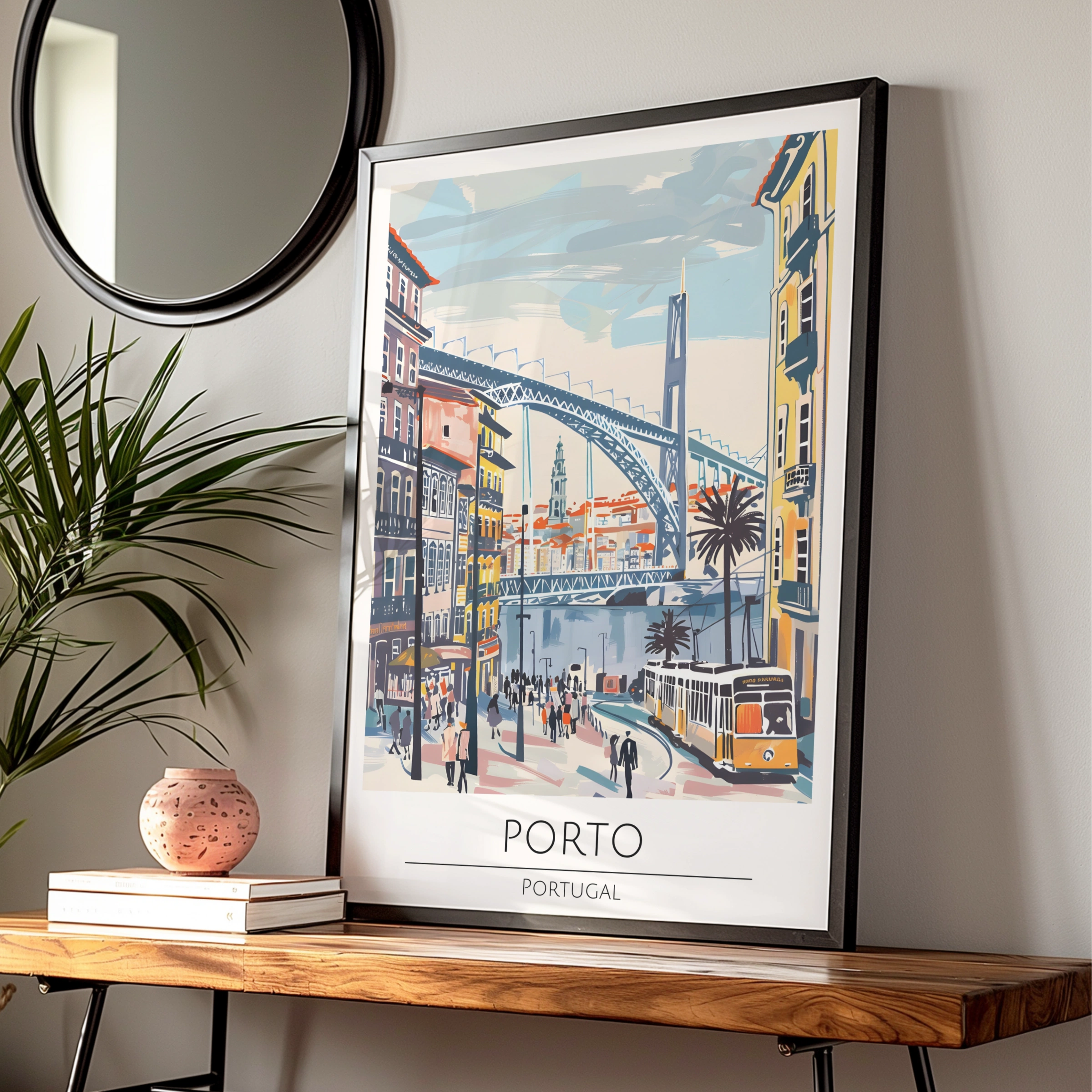 Porto Print, Vintage Porto Poster, Colourful Cityscape Art, Portugal Wall Decor, Maximalist Artwork
