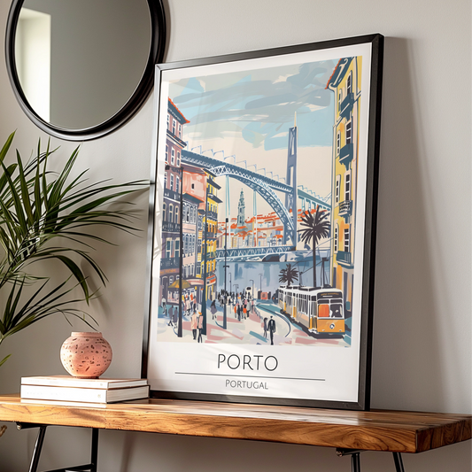 Porto Print, Vintage Porto Poster, Colourful Cityscape Art, Portugal Wall Decor, Maximalist Artwork