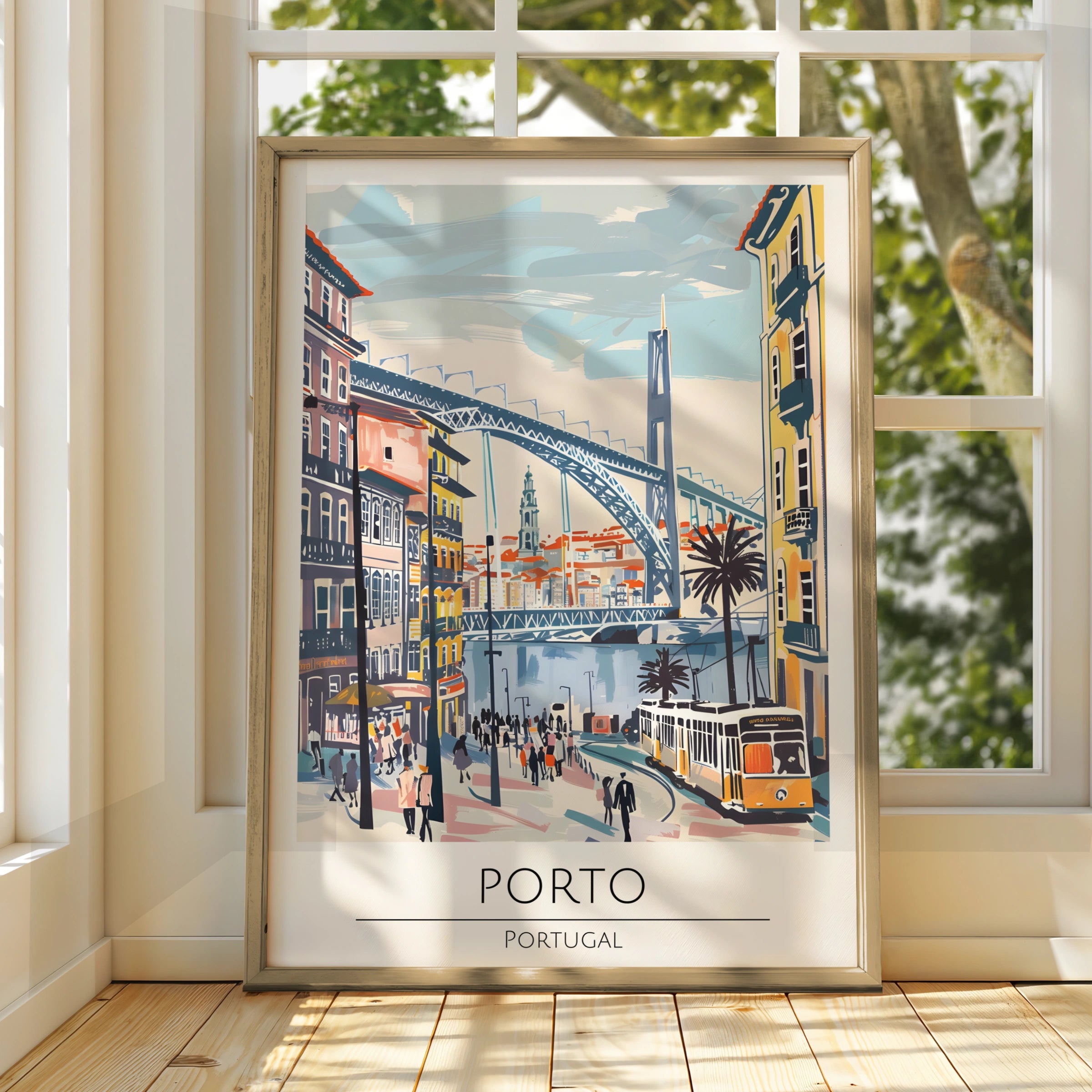 Porto Print, Vintage Porto Poster, Colourful Cityscape Art, Portugal Wall Decor, Maximalist Artwork