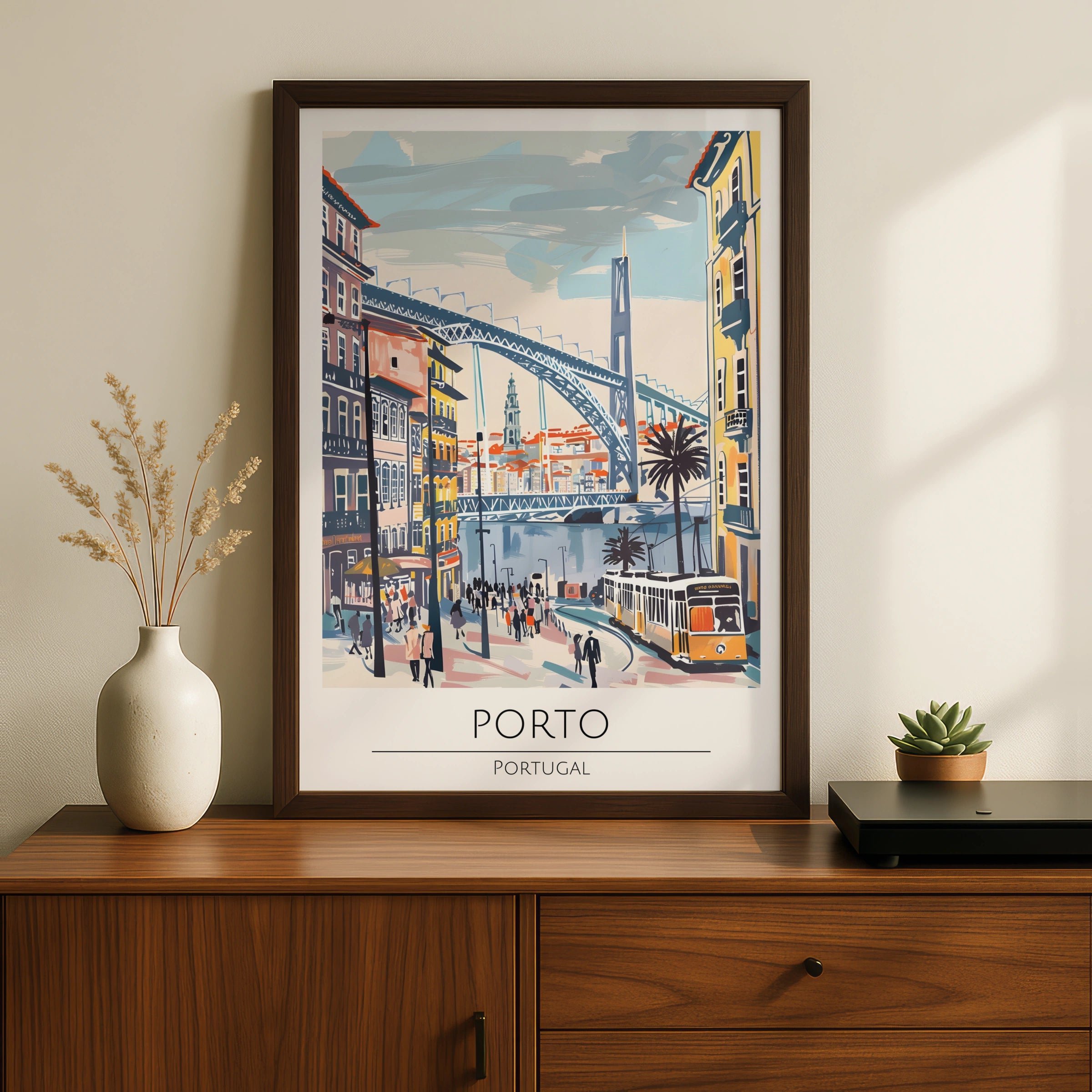 Porto Print, Vintage Porto Poster, Colourful Cityscape Art, Portugal Wall Decor, Maximalist Artwork