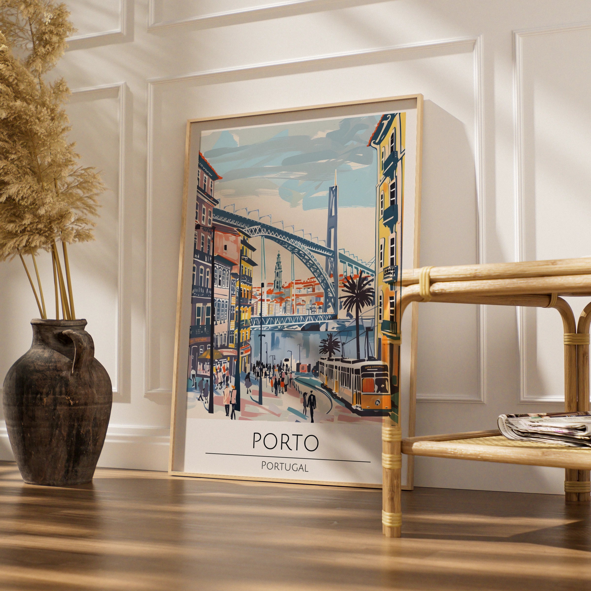 Porto Print, Vintage Porto Poster, Colourful Cityscape Art, Portugal Wall Decor, Maximalist Artwork