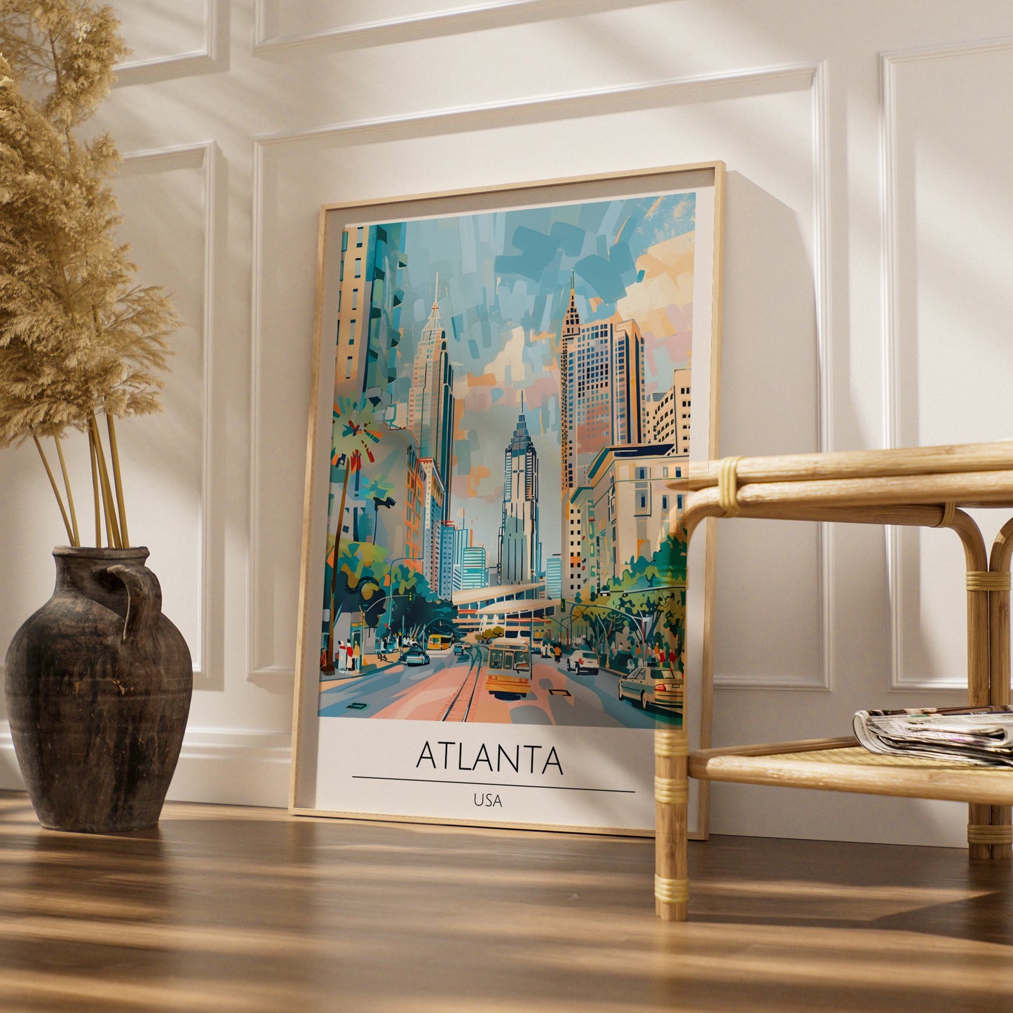 Vibrant Atlanta Cityscape Poster, Colourful Urban Art Print, Modern Wall Decor, USA Artwork