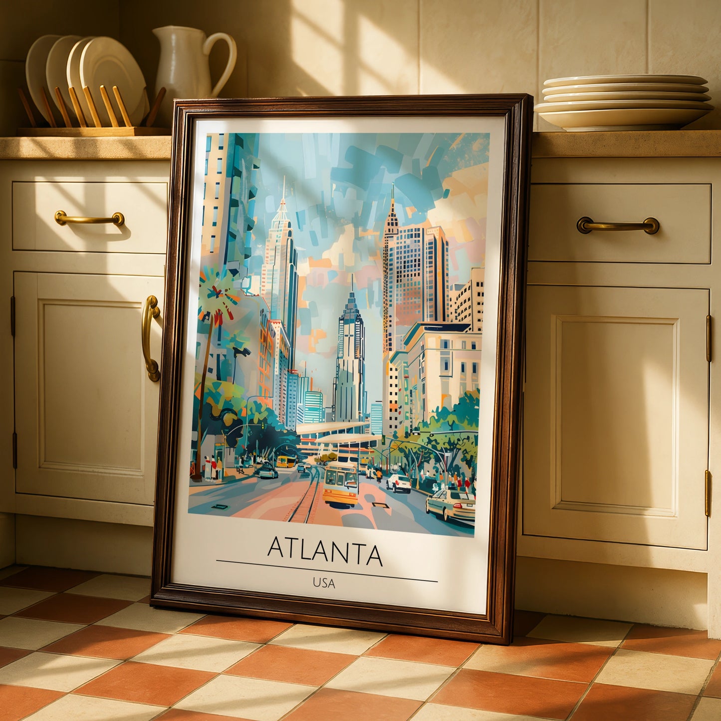 Vibrant Atlanta Cityscape Poster, Colourful Urban Art Print, Modern Wall Decor, USA Artwork