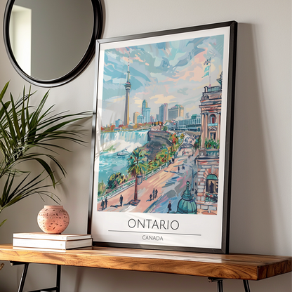 Ontario Poster, Niagara Falls Art Print, Canadian City Skyline, Modern Maximalism Wall Art