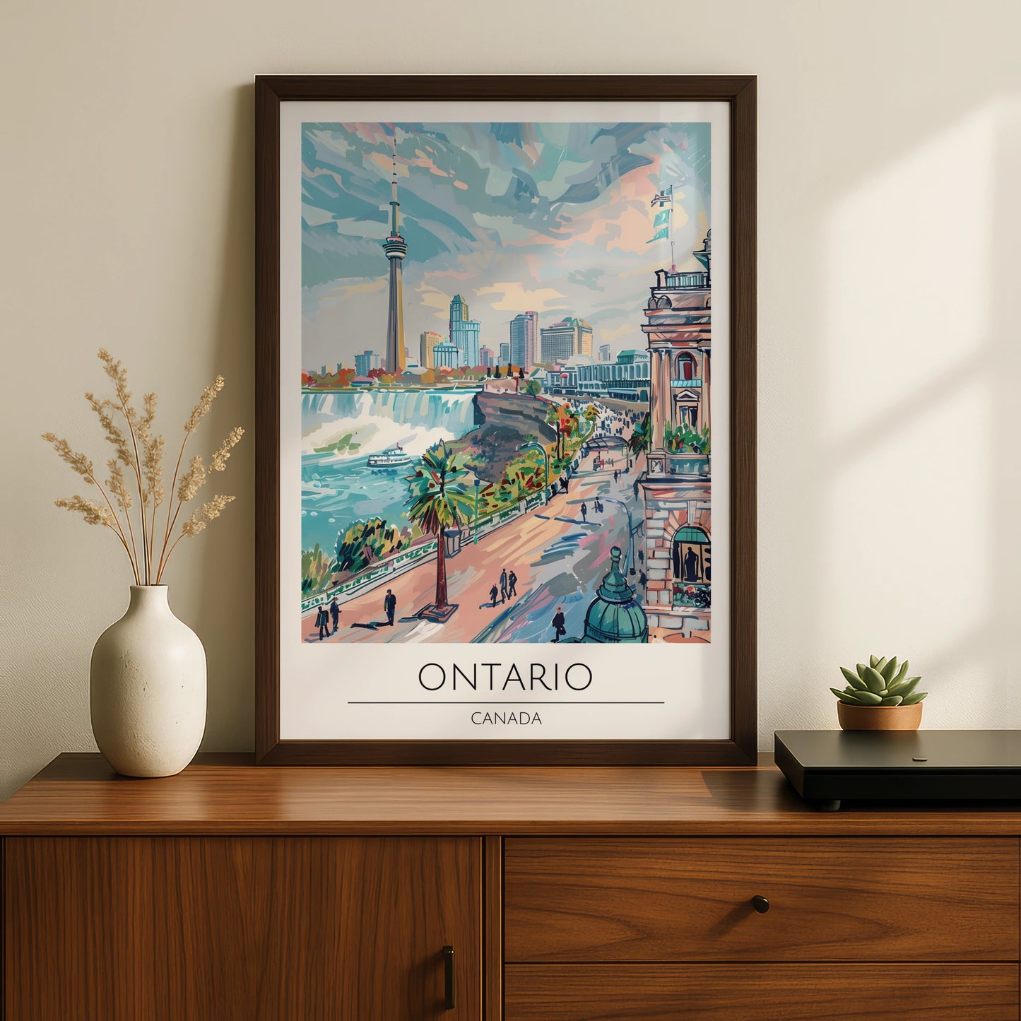 Ontario Poster, Niagara Falls Art Print, Canadian City Skyline, Modern Maximalism Wall Art