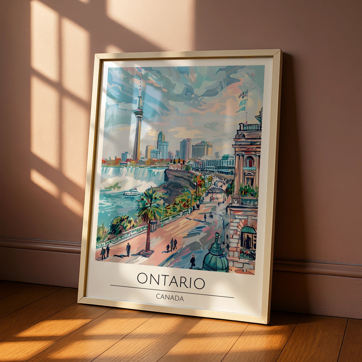 Ontario Poster, Niagara Falls Art Print, Canadian City Skyline, Modern Maximalism Wall Art