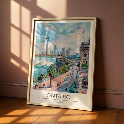 Ontario Poster, Niagara Falls Art Print, Canadian City Skyline, Modern Maximalism Wall Art