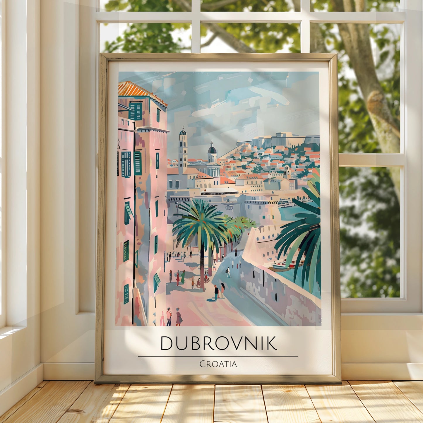 Dramatic Dubrovnik Poster, Croatia Art Print, Colourful Cityscape, Travel Wall Art